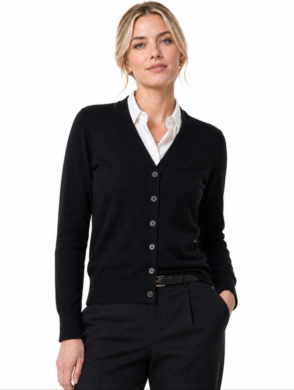 J. Crew Wool Cashmere V Neck Cardigan Sweater XS Black Preppy Office Luxury